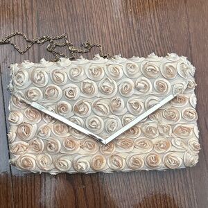Kate Landry Cream Floral Clutch